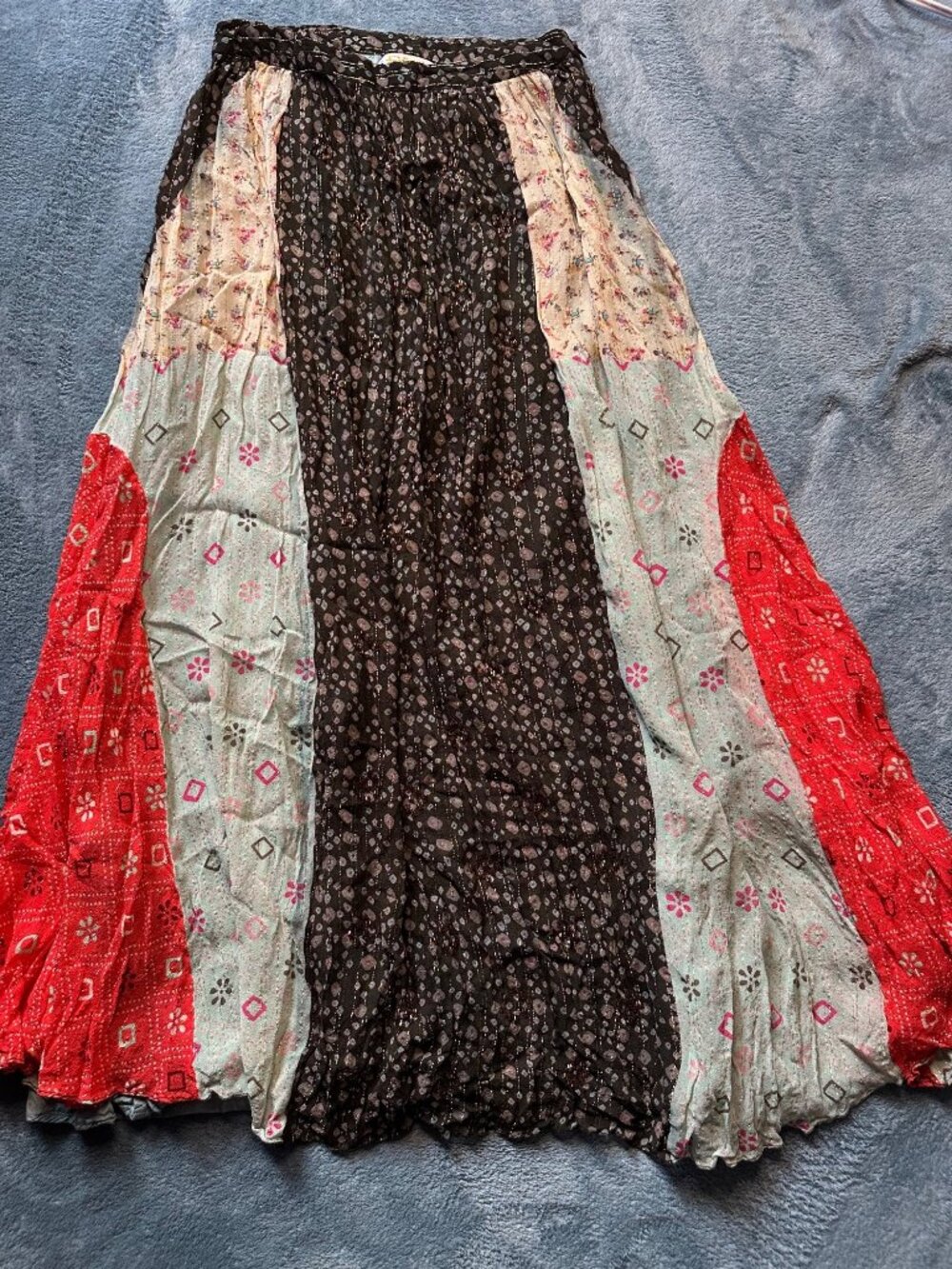 Anthropologie Verb Pallavi Singhee Margot Beaded Patchwork Boho Maxi Skirt